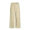 Calça de Pernas Retas Bigodes de Gato Desconstruídos Masculina Marca Trendy High Street Design com Senso de Estilo Bolsos Personalidade Solta Perna Larga Cargo Longa