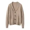 Suéter de Cachemira Tejido Trenzado Vintage para Mujer, Cárdigan para Otoño e Invierno, Holgado y Casual con un Toque Sofisticado, Abrigo de Punto con Cuello Revatible