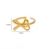 Anel Feminino Dourado em Aço Titânio Não Desbota, Design de Nicho Acessível, Laço Transfronteiriço Aliexpress, Tendência Ins