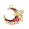 Pingente Assimétrico de Lua com Laço de Pérola Estilo Francês Romântico Pulseira Brincos DIY Feitos à Mão Acessórios de Joia em Liga
