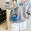 Bolsa de Pão Estilo Tweed Brilhante, Bolsa Transversal de Cor Doce para Jantar em Acrílico Matelassê Fashion com Corrente, Bolsa de Mão Crescente