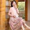 Novo Conjunto de Vestido de Verão Estilo Chinês para Mulheres de Meia-Idade, Novo Look de Verão Moderno 2024 para Mulheres Acima de 50