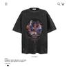 2025 nova marca de moda retro americana masculina lavada antiga estampada manga curta camiseta masculina grande pinho largo verão