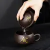 Tetera Púrpura Portátil con Una Tetera y Una Taza, Cambia de Color al Calentarse, Separación de Té y Agua, Taza de Preparación Rápida de Gran Capacidad, Juego de Té