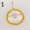 Tienda de Oro Mismo Estilo Pulsera de Ojo de Gato Cepillado Chapada en Oro Muy Vendida, Pulsera de Artesanía Tradicional con Cuentas de Fortuna, Regalo para Novia