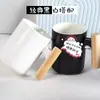 Caneca Cerâmica Ins com Cabo e Tampa de Madeira, Colher, Copo d'Água Artístico para Casal, Copo de Leite, Caneca de Café, Logo Personalizado, Uso Doméstico