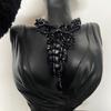 Colar Empilhado Multicamadas Preto com Miçangas Estilo Luxo Leve Escuro Colar Retrô Exagerado Feminino Corrente para Clavícula com Design de Nicho