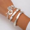 Pulsera de Moda Transfronteriza Europea y Americana con Colgante de Corazón de Metal, Adecuada para un Estilo Dulce y Cool, con Cuentas y Cadena de Cuentas, Apilable para Mujer