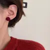 2025 Nuevos Pendientes Elegantes de Flor Roja Afelpada Tendencia Nuevo Diseño de Nicho Otoño e Invierno Celebridad de Internet