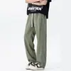 Calça Esportiva Respirável de Verão para Homens, Solta e Simples, de Perna Larga, Versátil, Casual, Fresca, Confortável, com Cintura Elástica
