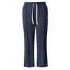 Calças masculinas de outono e primavera para comércio exterior transfronteiriço europeu e americano, tecido waffle, bolsos com cordão, cor sólida, versátil, casual, esportivo, corte solto