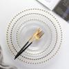 Fabricante de platos de vidrio Placa de cuentas doradas Placa de puntos de cuentas de vidrio Estilo nórdico moda redonda Plato occidental Plato para banquetes Plato de frutas