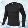 Ropa deportiva transfronteriza para hombre, camiseta de compresión deportiva, seda de hielo de secado rápido de alta elasticidad, manga larga para correr y entrenamiento, camiseta de manga larga para hombre