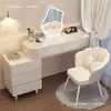 Tocador estilo crema, mueble de almacenamiento minimalista moderno, mesita de noche, tocador de maquillaje, escritorio integrado, tocador de maquillaje extensible 2025