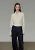 Suéter de punto de manga larga estilo francés UNSPOKE para mujer, cuello en V, jersey, elegante, de alta gama, diseño de nicho, top que estiliza