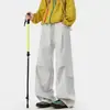 Pantalones Casuales de Otoño de Pierna Ancha Grises Sueltos Versátiles para Exteriores Plegados Estilo Montaña Paracaidista Marca de Moda Estilo Americano para Hombre Pantalones Cortavientos