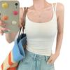 2025 Nuevo Camisola Sexy para Niña con Diseño de Copa Fija con Almohadilla para el Busto Tirantes Finos Dobles Hermosa Espalda Más Fácil de Combinar Verano para Mujer