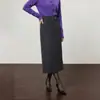 Falda de Lana, Nuevo Estilo Otoño, Falda con Abertura, Falda de Cintura Alta Estilo Coreano para Mujer, Venta Individual Dropshipping, Suministro para Transmisión en Vivo Transfronteriza