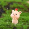Paisagem em miniatura, desenho animado criativo, porquinho fofo em forma de coração, boneco de animal, acessório decorativo, ornamento para carro ou mesa
