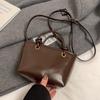 Nuevo Bolso de Cubo Portátil con Textura Retro de Moda Estilo Coreano Color Sólido Cuero Encerado al Aceite Moderno Combinable para Viaje y Cruzado para Mujer
