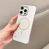 Funda de teléfono magnética delgada de anillo medio de PC con inyección de aceite para iphone16pro simple creativa Apple 15 agujero grande dura