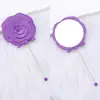 Espejo de Maquillaje de Mano con Forma de Rosa Creativa, Espejo de Tocador Portátil con Superficie de Espejo de Alta Definición con Cuentas DIY, Al por Mayor en Stock