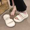 Pantuflas Gruesas para Mujer Verano para Exterior 2023 Nuevas Pantuflas Planas Casuales de Pan para Mujer