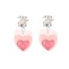 Pendientes de Encaje con Cinta y Borla de Corazón con Diseño de Personalidad de Dibujos Animados Lindos