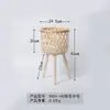 Maceta de Ratán Estilo Nórdico para Interior, Balcón, Sala de Estar, Planta Potos, Tejida a Mano, Soporte Alto de Madera para Plantas de Piso