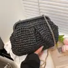 Bolso Tejido Francés, Bolso de Playa Estilo Vacaciones Junto al Mar para Mujer, Bolso Cruzado de Paja con Cadena de Textura de Alta Gama Hecho a Mano para Exportación