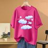 Camiseta de Manga Corta para Mujer con Diseño Azul Cielo Estilo Aurora, Nueva de Verano 2026, Holgada, Tallas Grandes, Top Versátil Ins