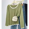 Camisa de punto básica para mujer talla grande Otoño e Invierno Nueva Cubre Barriga y Luce Delgado Suéter Superior 8870