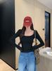 Playera Básica de Manga Larga con Cuello Redondo Extremadamente Simple Estilo Coreano Invierno 2024 Nueva Adelgazante Versátil Top Básico de Moda para Mujer