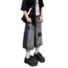 Pantalones cortos de mezclilla rasgados de moda para hombre, pantalones de verano estilo American high street, pantalones cropped anchos holgados de talla grande