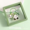 Llavero de Metal de Panda de Dibujos Animados Creativo Tendencia Nacional Bambú Lindo Colgante Estilo Ins Llavero para Bolso Colgante Pequeño