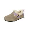Zapatos de exterior de suela blanda acolchados de algodón con forro de pelusa, modernos, cuello de felpa, zapatos peludos para mujer, otoño/invierno, zapatos de conducción para perezosos, sin cordones