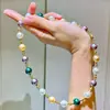 Otoño e Invierno Maillard Moca Dorado Marrón Color Mixto Conjunto de Collar de Perlas Shijia Cadena para Clavícula Pulsera