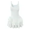 Atacado 2025 primavera novo estilo europeu americano feminino branco sem mangas vestido bolo
