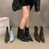 Botines Cortos de Tacón Grueso y Punta Fina para Mujer, Nuevo Estilo Otoño/Invierno 2026, Bota de Caña Corta, Botas Vaqueras Retro de Nicho para Mujer