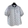 Camisa coreana de manga corta con cuello, súper popular y rejuvenecedora, para mujer, top de algodón a lunares súper elegante para el verano