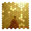 Azulejos Mosaico Espelhados Hexagonais Pequenos de Aço Inoxidável Metálico Estilo Europeu KTV Bar Entrada Azulejos de Parede com Fundo Preto Dourado