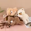 Bolsa de Oso Estilo Nuevo Japonés Juguete de Peluche Bolso Cruzado Oso de Peluche de Dibujos Animados Cabeza Inclinada Bolso Cruzado Regalo para Niña