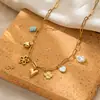Accesorios de Personalidad de Nicho de Moda y Diseño Creativo, Accesorios Versátiles, Collar con Colgante de Corazón Flor Oro Chapado Perla Piedra Natural