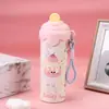 Botella de agua aislada linda con temática de helado, vaso aislado portátil para niños con asa, botella de agua de acero inoxidable 316 con correa, vaso de dibujos animados