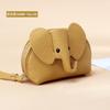 Monedero pequeño con cremallera de elefante, estilo japonés creativo, para mujer, de cuero genuino, fresco y pequeño, al por mayor
