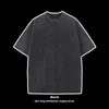 Popular al por mayor transfronterizo tallas grandes para hombre algodón tejido retro americano lavado camiseta de manga corta top holgado