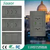 Tomada dupla USB C tipo 118 PC cinza Brasil tomada de interruptor de alimentação de 3 pinos padrão Brasil painel de tomada embutido