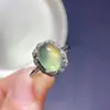 Anillo de piedra de uva de oro natural semilla de hielo cristal fluorescente limpio plata 925 incrustación de precisión piedra principal 8*10mm