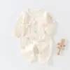 Roupas de Bebê para Primavera e Outono, Conjunto Borboleta Antibacteriano Protetor de Barriga, Pijama Puro Algodão Classe A para Recém-Nascidos, Macacão