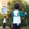 Camiseta de Manga Larga Antibacteriana Transpirable de Algodón para Niños Hall Estilo Montaña Bloque de Color Primavera/Otoño Top para Niños Camiseta para Niñas